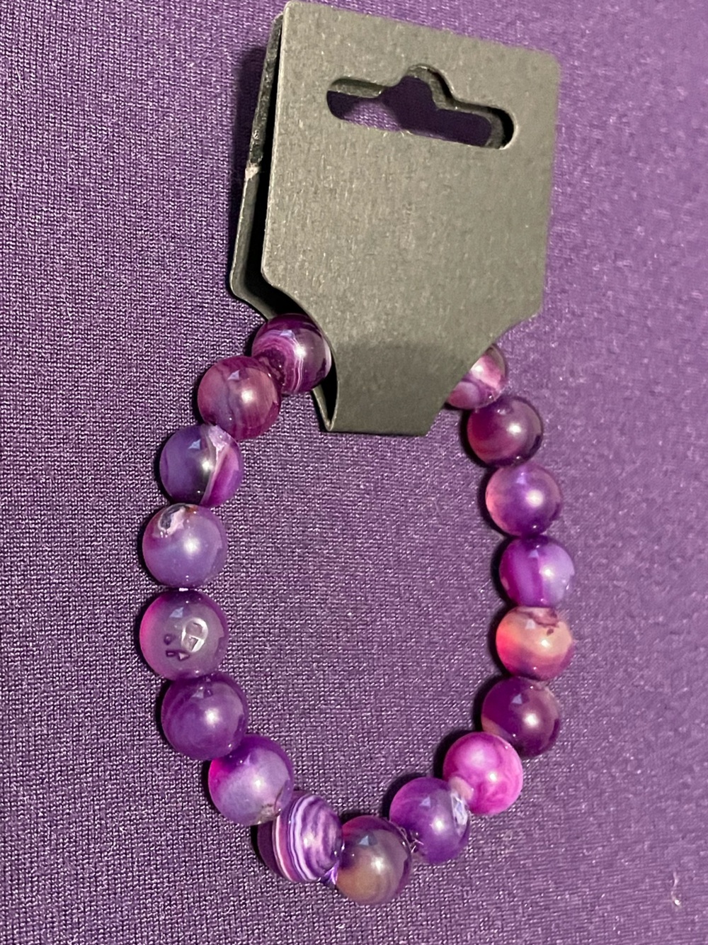 Real Purple Amethyst Beaded Stretch Bracelet - Women Jewelry
